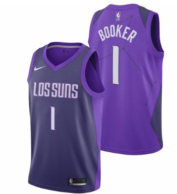 Men Phoenix Suns 1 Booker Purple City Edition Nike NBA Jerseys